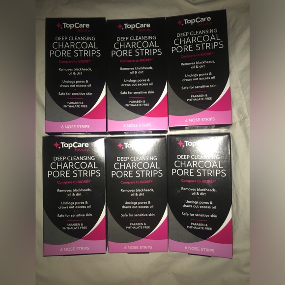 1~TopCare Deep Cleansing Charcoal Pore Strips 1~Box Total of 6 Nose Strips New - Picture 1 of 2